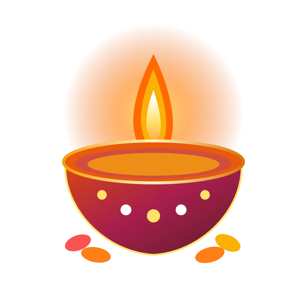 Terracotta Diwali Diya with Glowing Flame