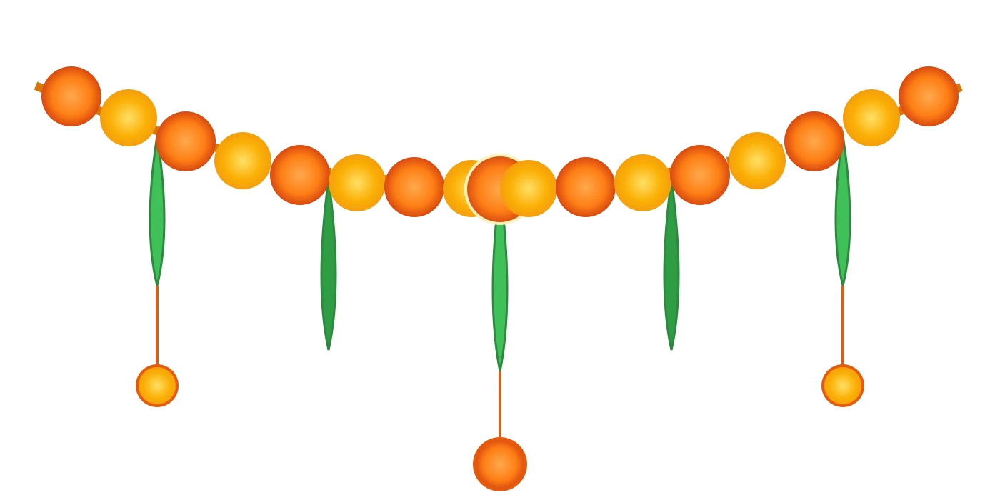 Festive Marigold Flower & Mango Leaf Toran